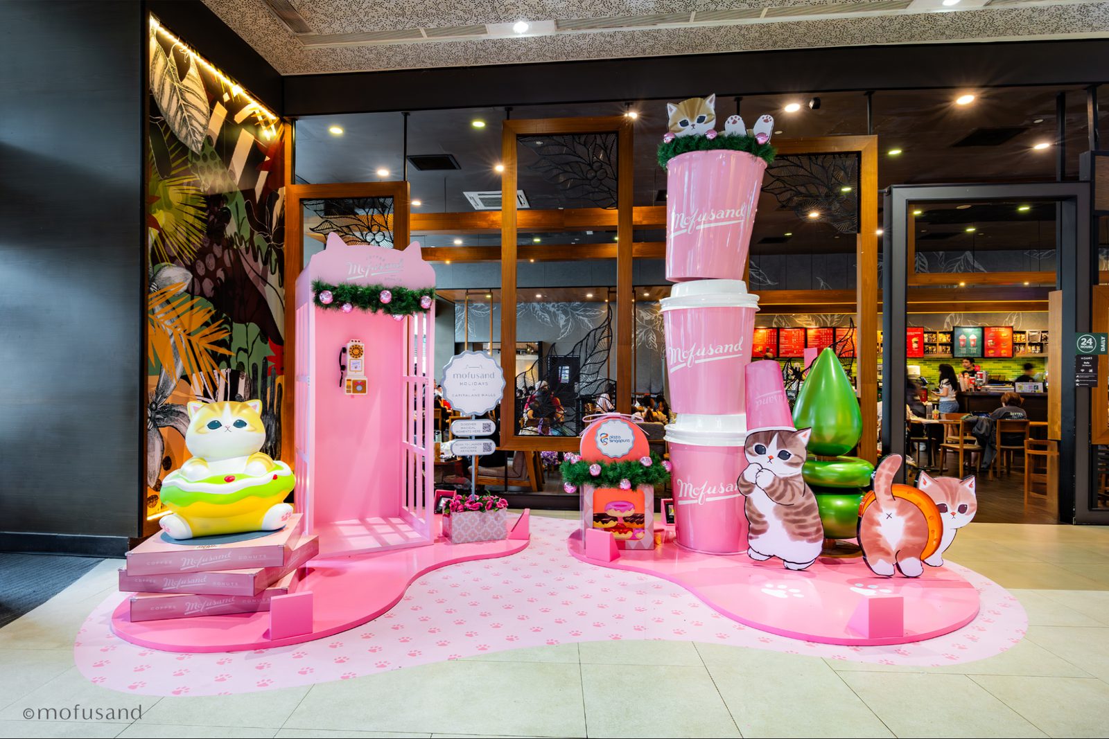 Mofusand festive pop-up display outside a store in the atrium of Plaza Singapura, a CapitaLand mall in Singapore