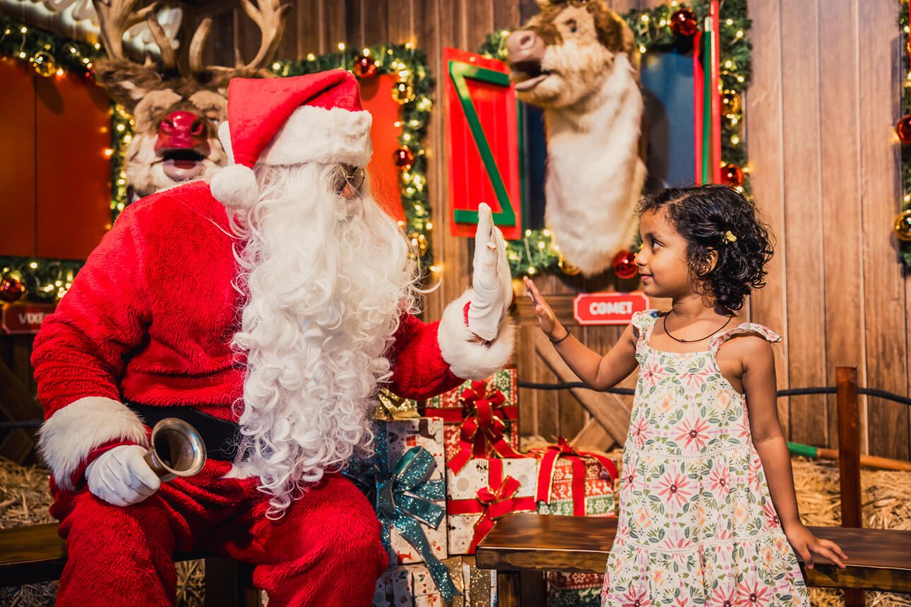 Festive market booths at Christmas Wonderland