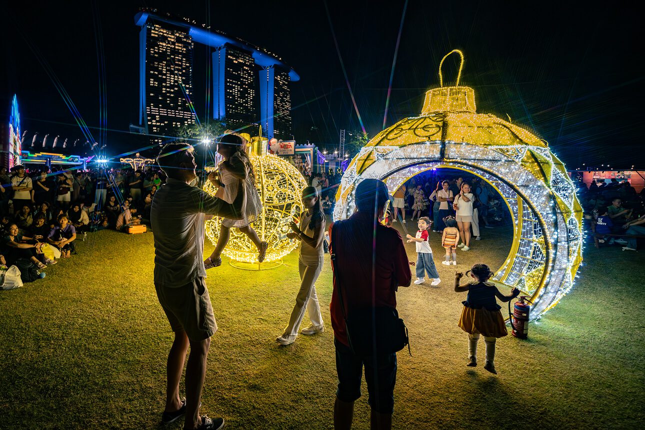 Crowds at Christmas Wonderland at Gardens by the Bay