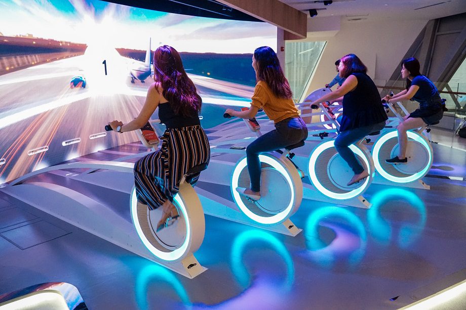 Event activation on the public floor beside the Rain Vortex at Jewel Changi Airport